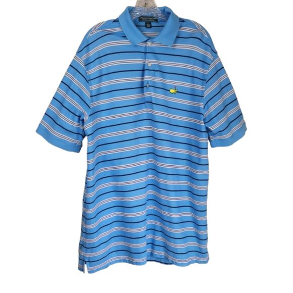 Masters Collections Polo Shirt 60's Two-Ply Pima Cotton Striped Sz L - Picture 1 of 16